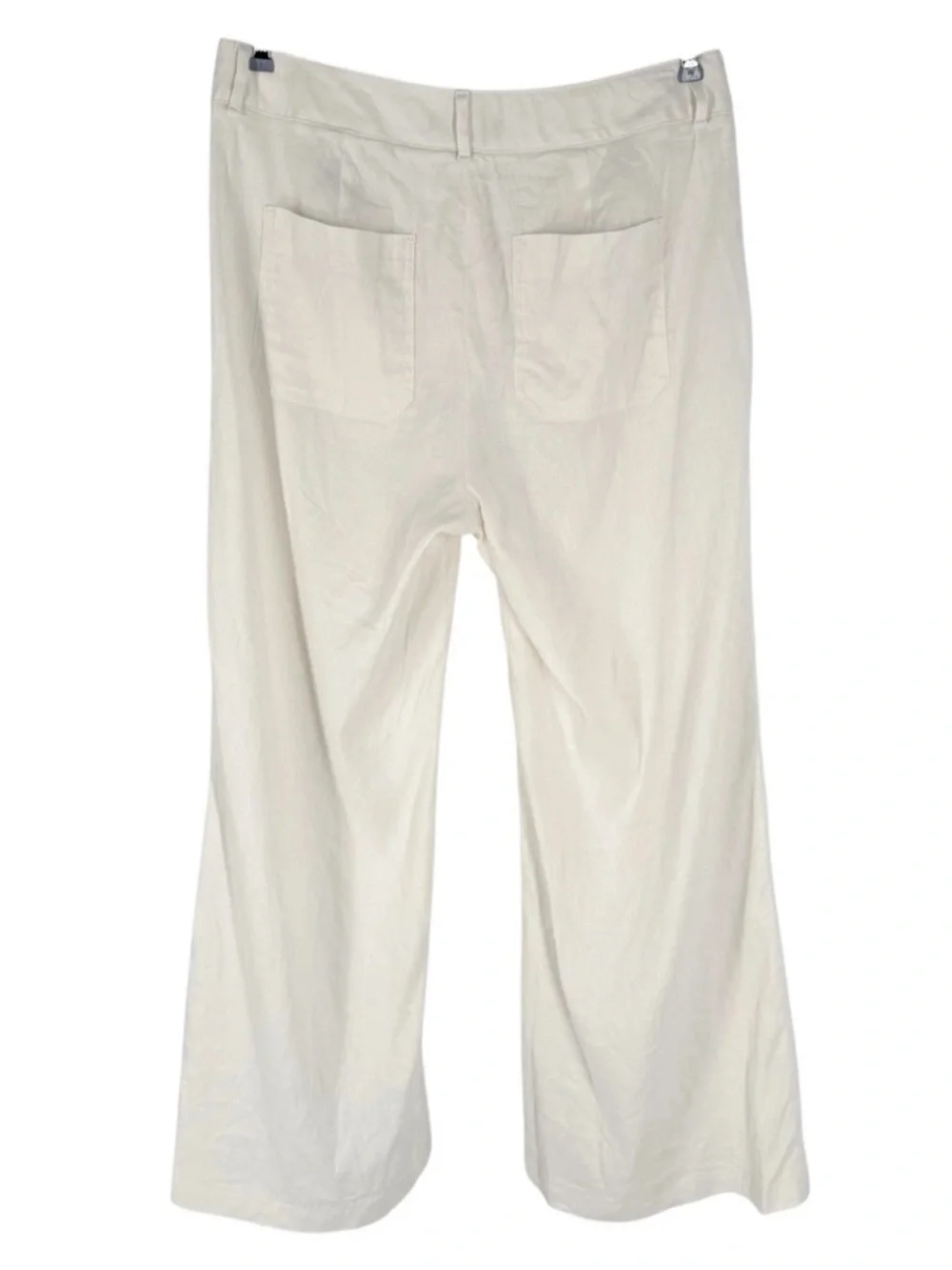 Banana Republic Wide Leg Pants Womens Size 12 Ivory Stretch Linen Cotton